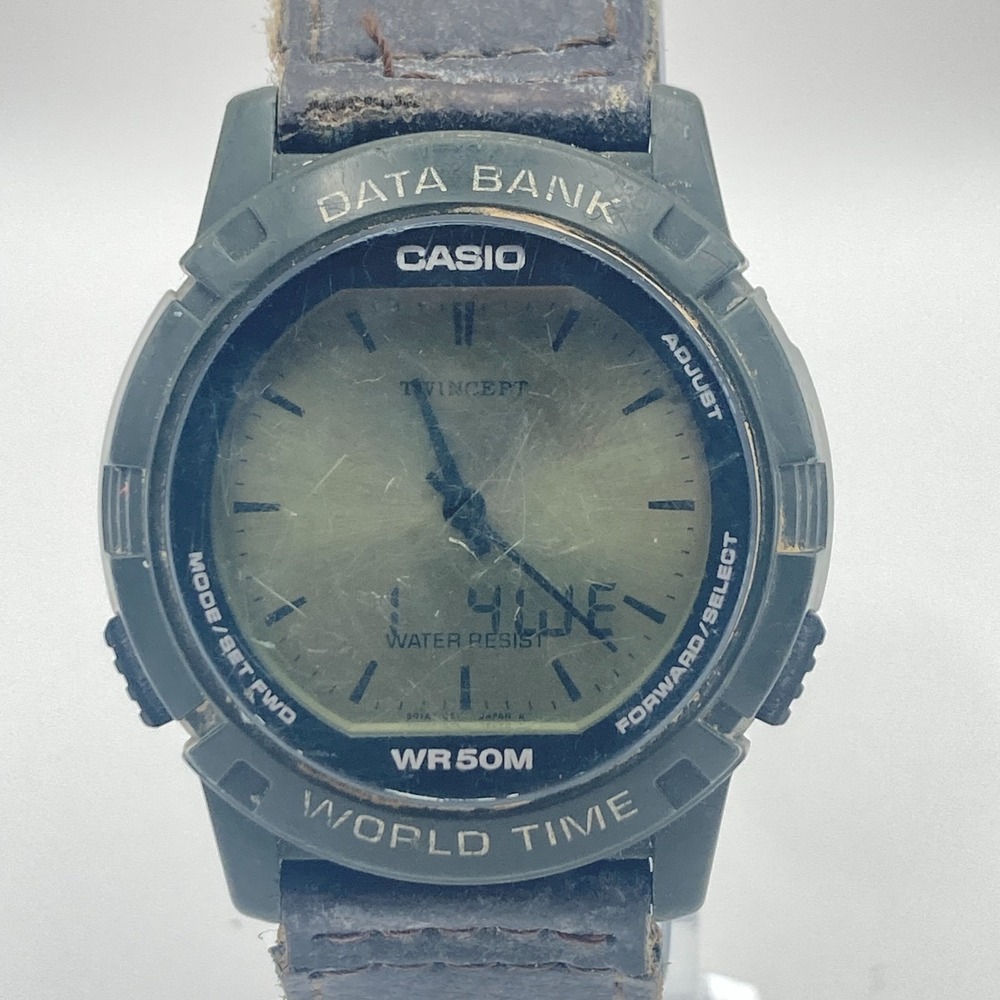 Casio Twincept Watch Men Ani Digi 1349 ABX-20 Telememo World Time New Battery